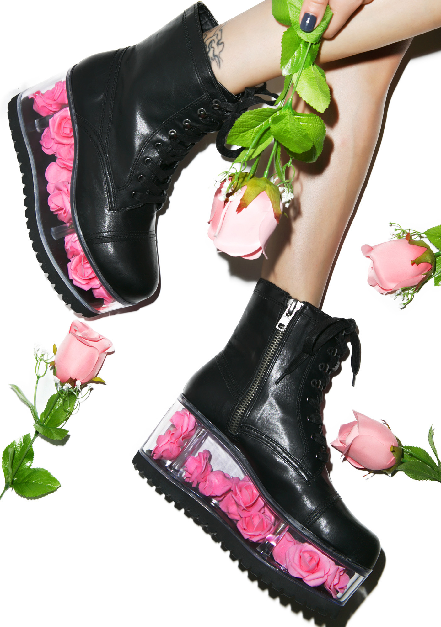 Y R U G I Rose Platform Boots Dolls Kill