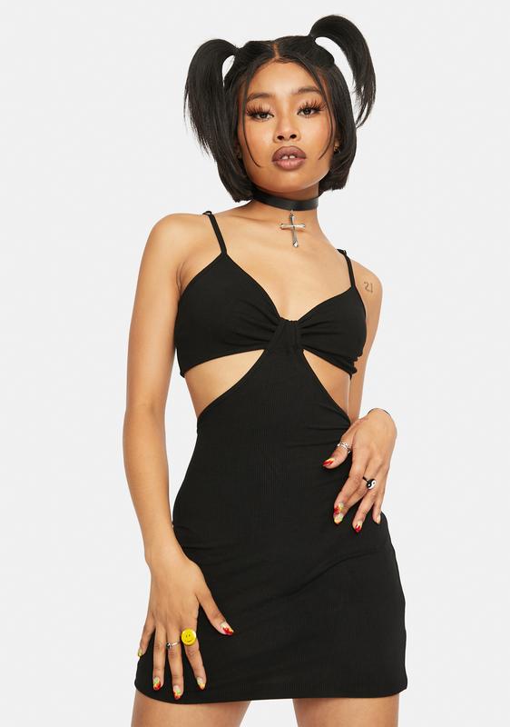 black cut out mini dress