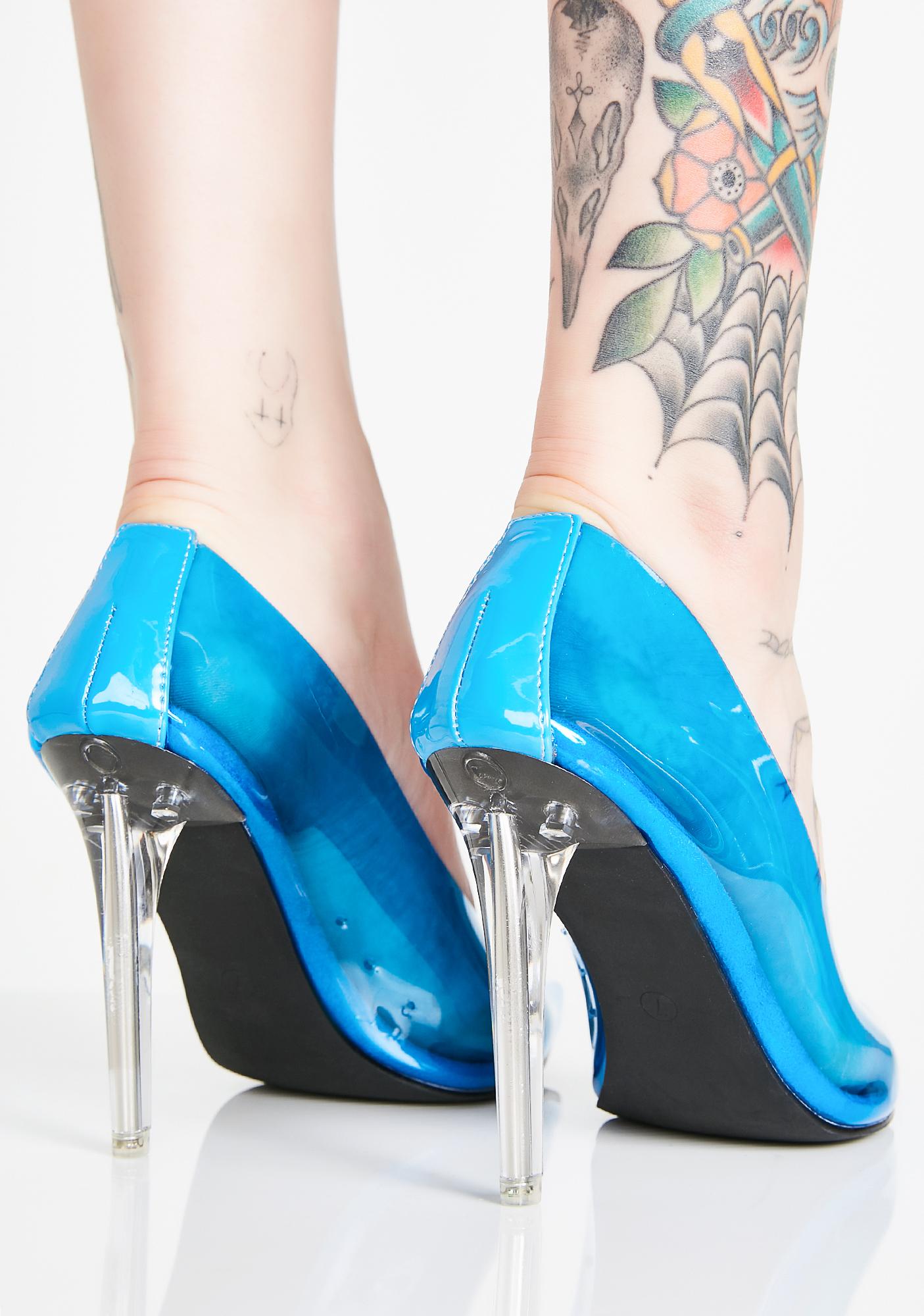 clear blue pumps