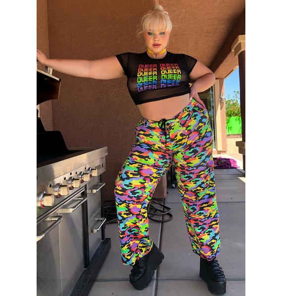 Plus Size Club Exx Rainbow Camo Cargo Pants Dolls Kill