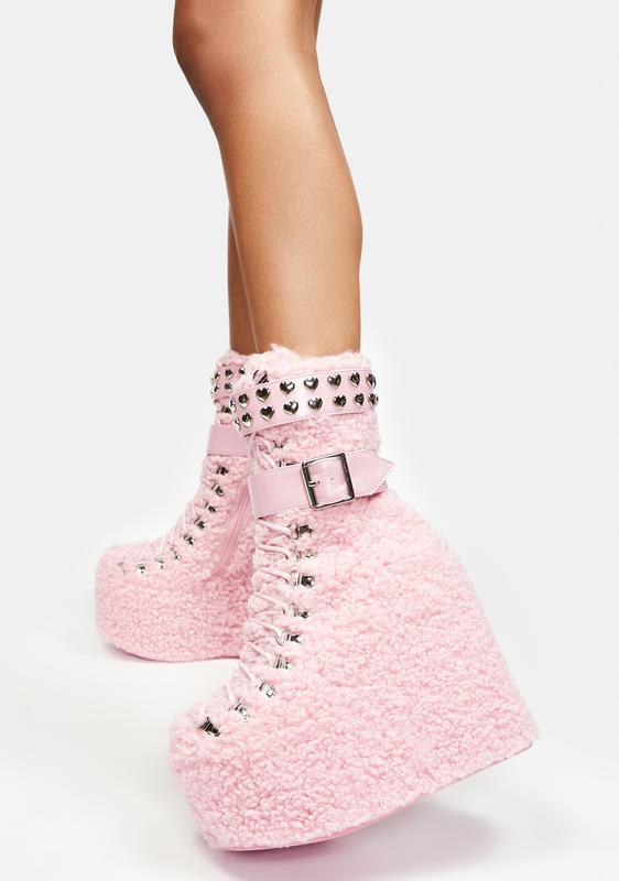 sherpa wedge booties