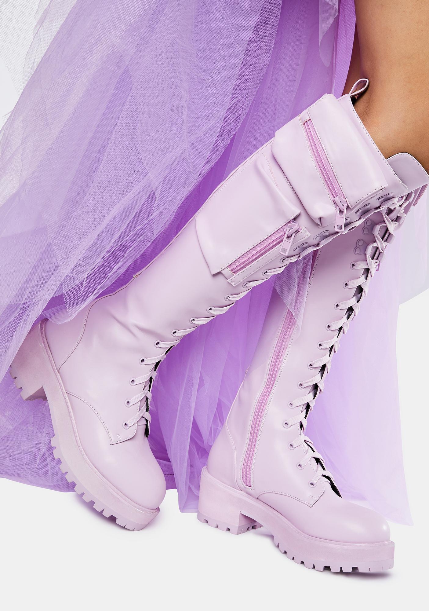 lavender combat boots