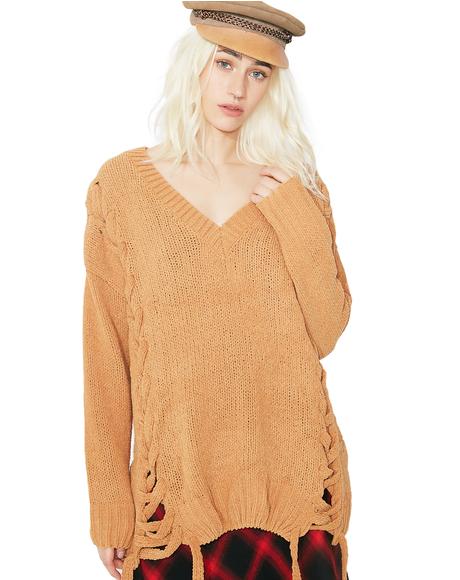 Lazy Daze Lace-Up Sweater