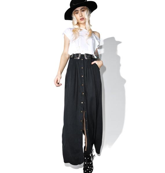 Black Button Maxi Skirt | Dolls Kill