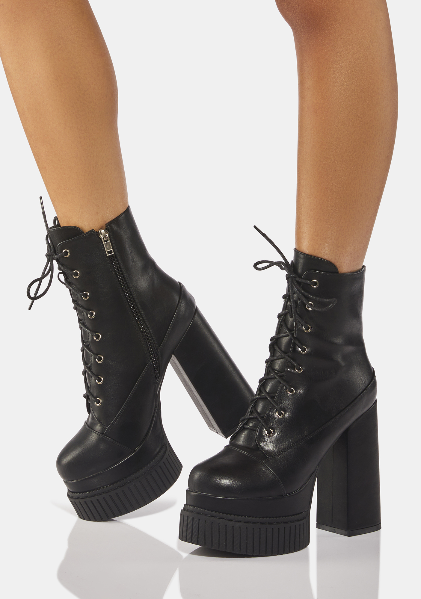 Lamoda Chunky Creeper Ankle Boots Black Dolls Kill