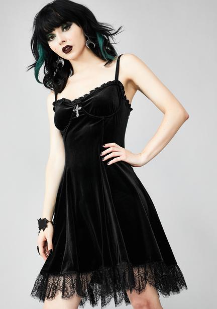 Widow Lace Overlay Slip Dress - Black/Purple | Dolls Kill