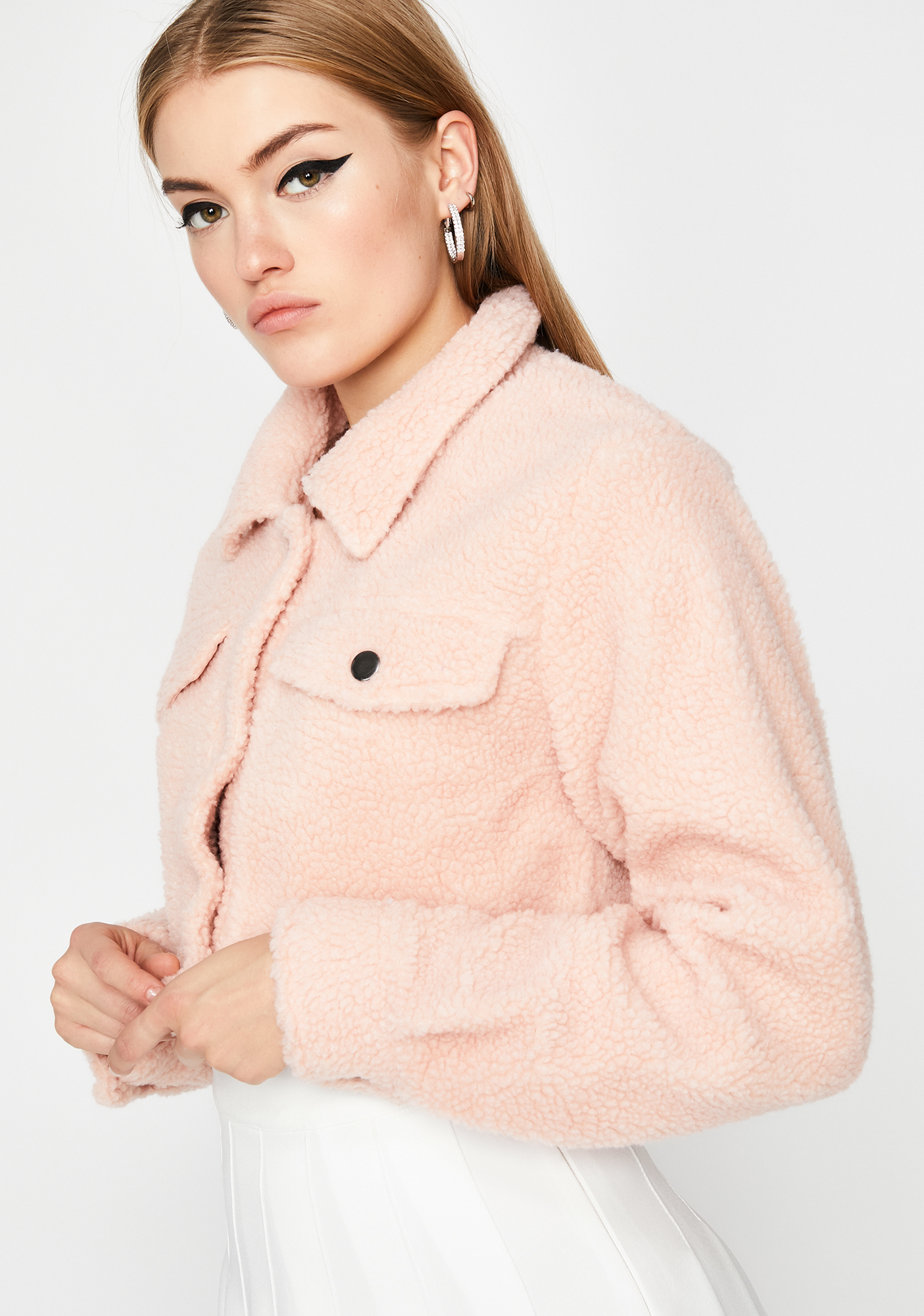 Cropped Sherpa Button Up Jacket Dolls Kill