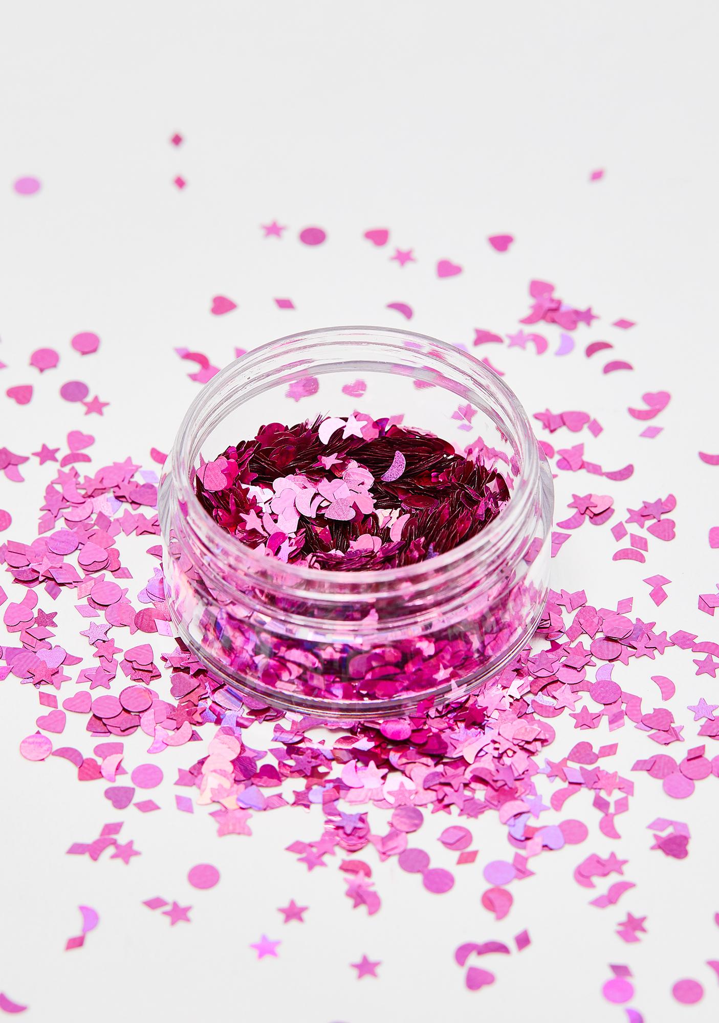 Moon Creations Pink Holographic Glitter Shapes | Dolls Kill