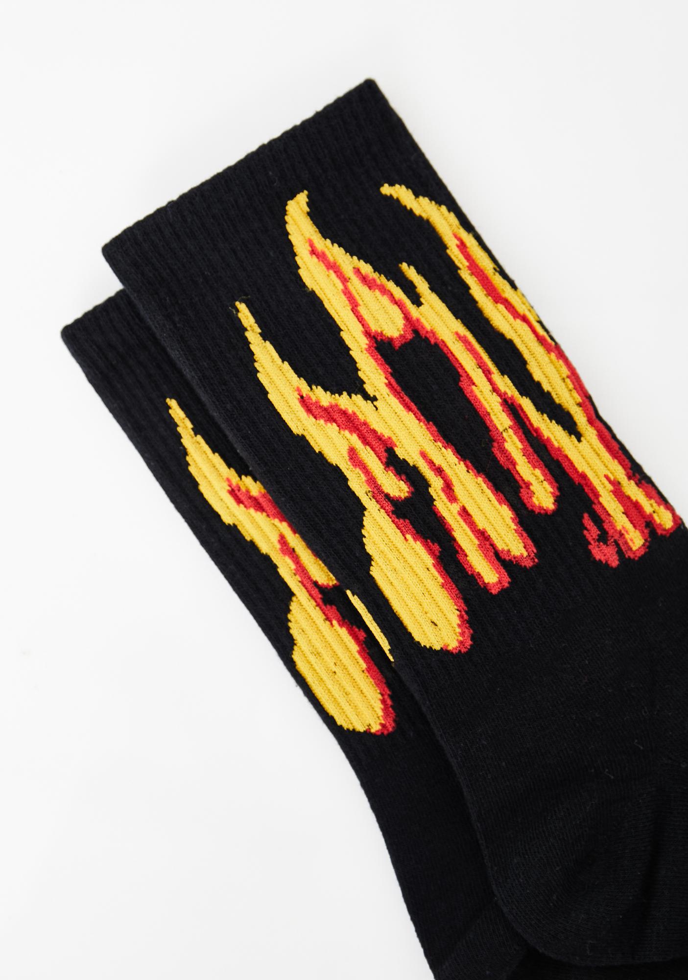 Yellow Flame Socks | Dolls Kill