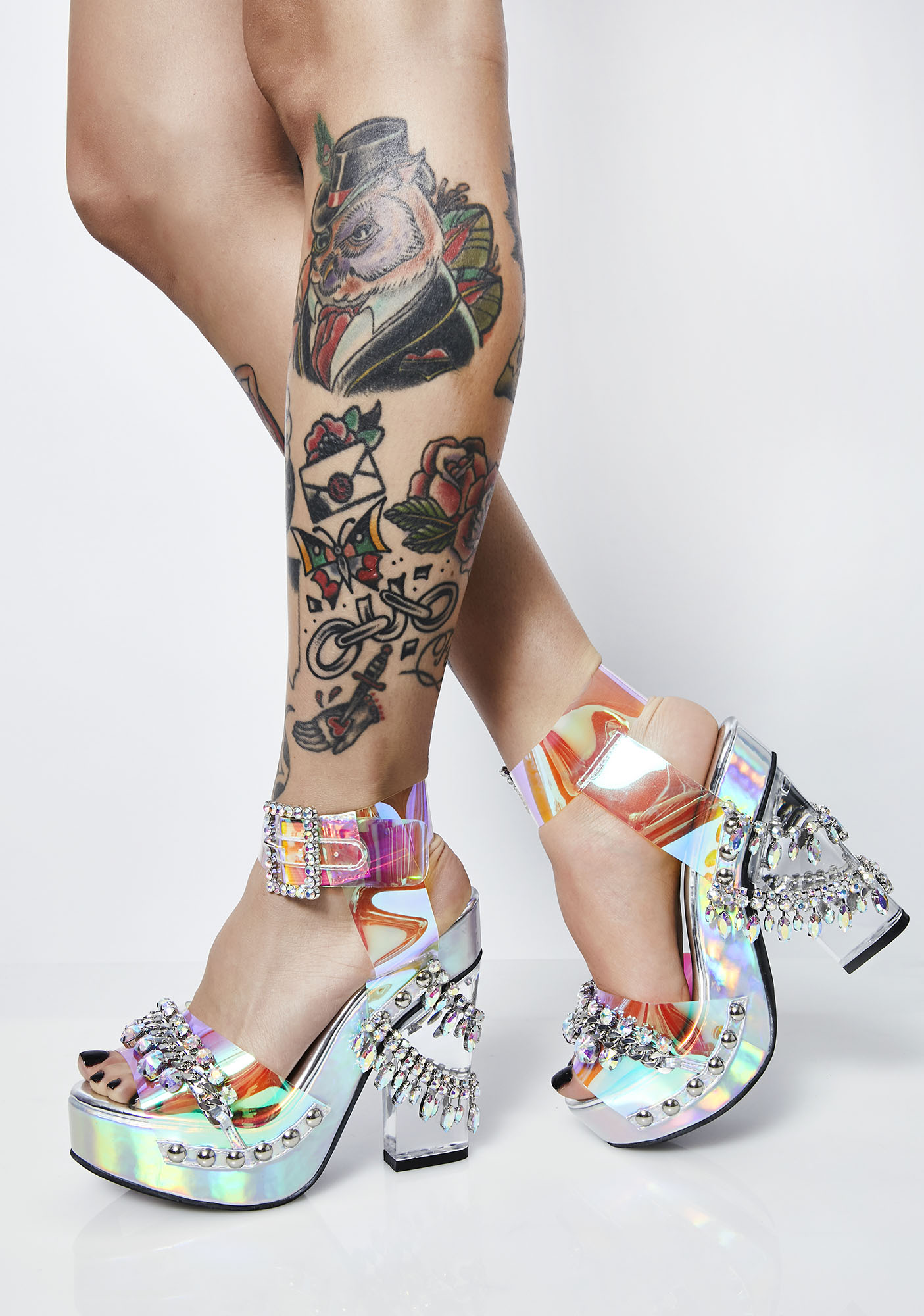 bedazzled platform heels