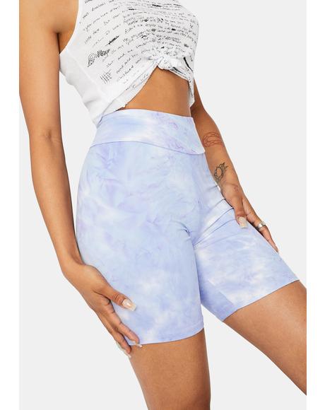 purple tie dye biker shorts