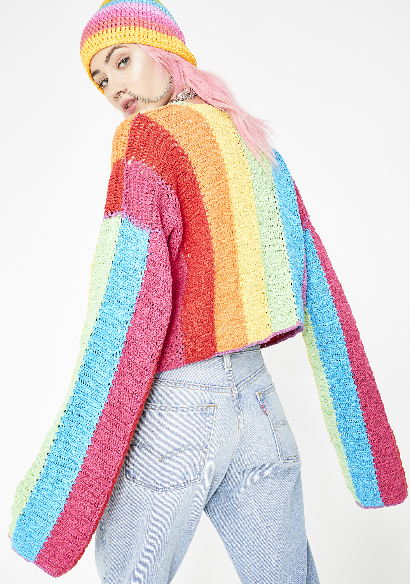 dolls kill rainbow cardigan