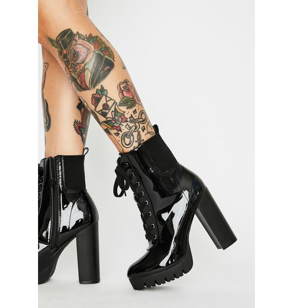 Patent Chunky Heel Boots Dolls Kill