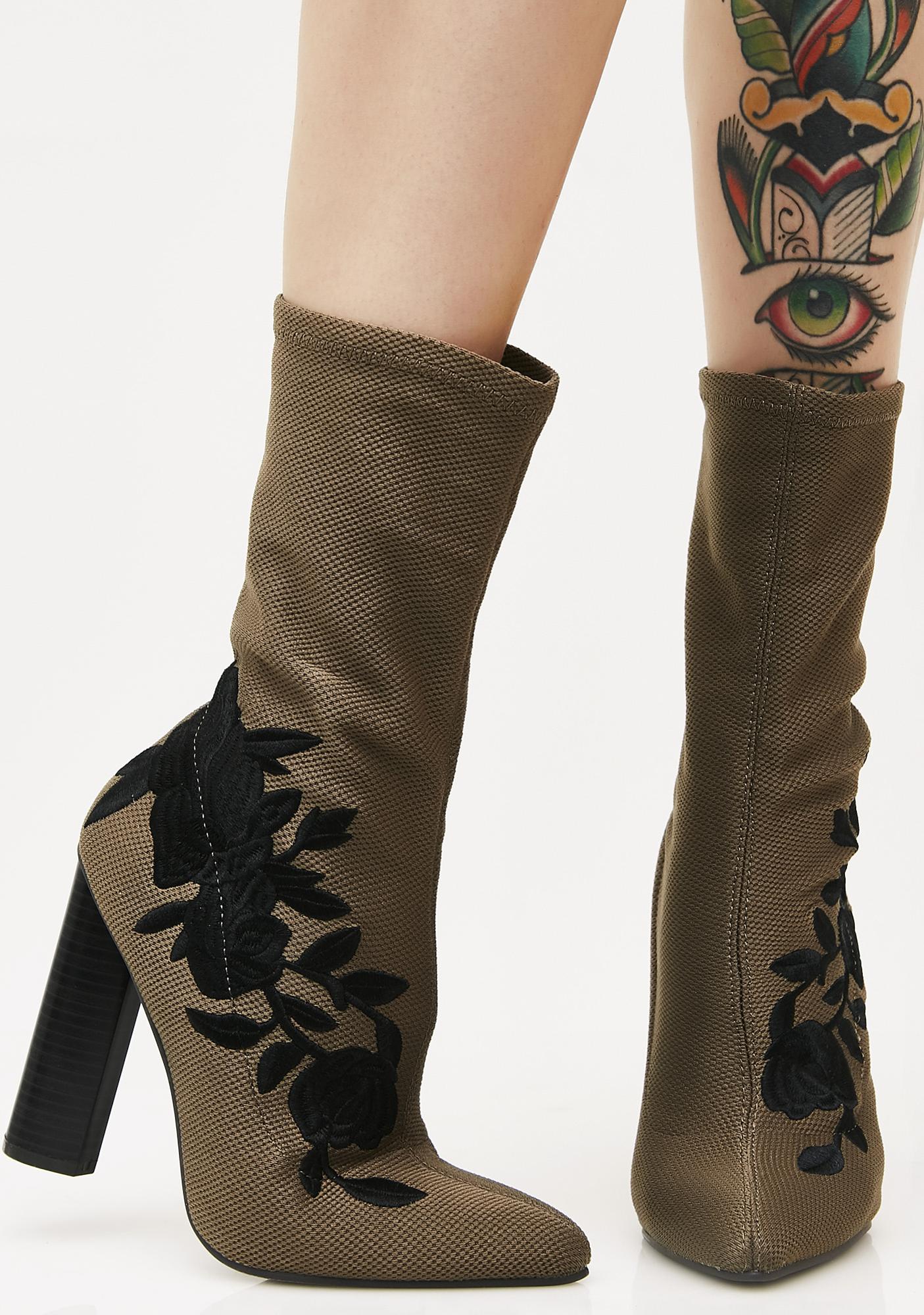 embroidered floral booties