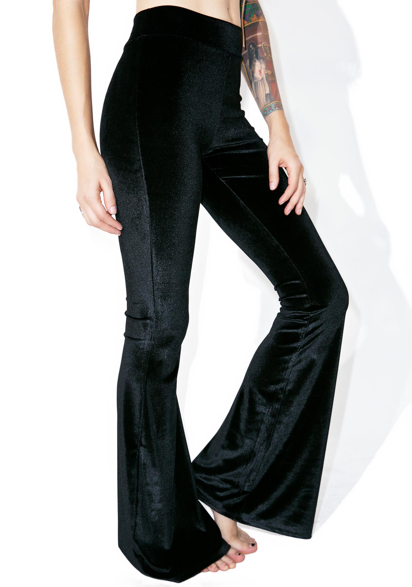black velvet flared trousers