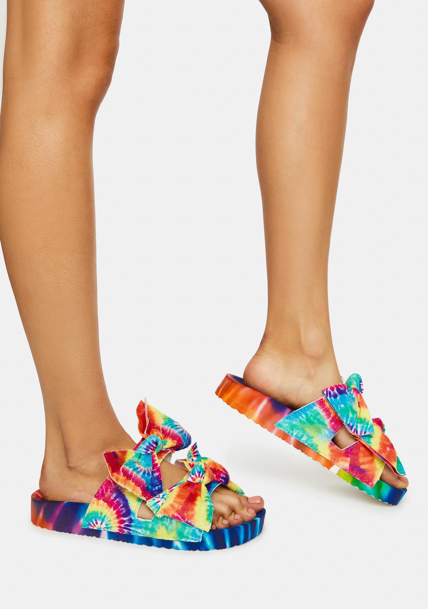 tie dye bling slides