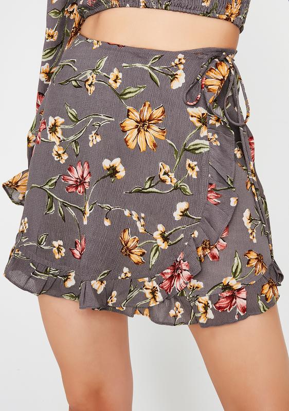 floral wrap mini skirt