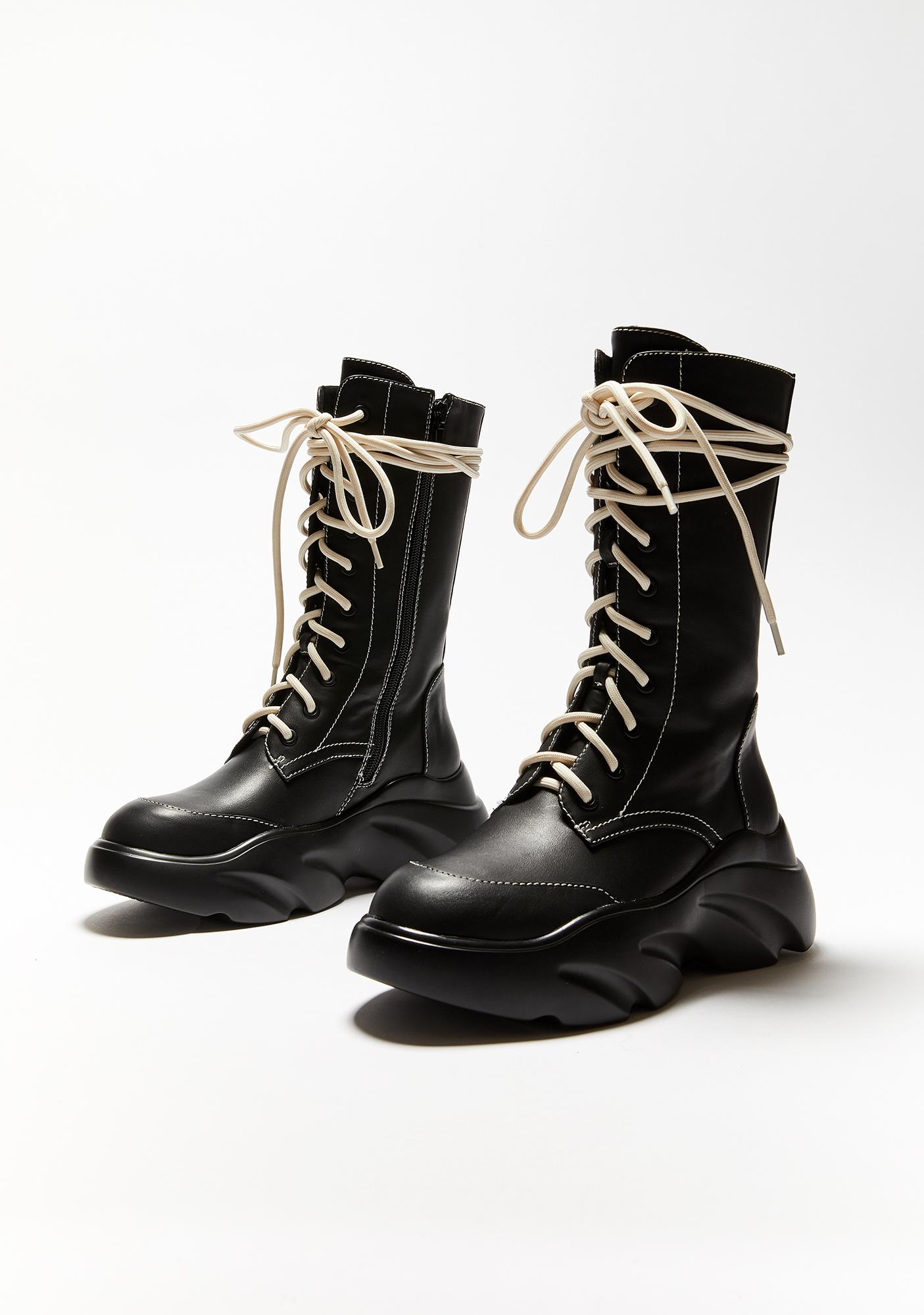 Poster Grl Combat Sneaker Boots - Black 