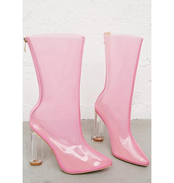 pink clear booties