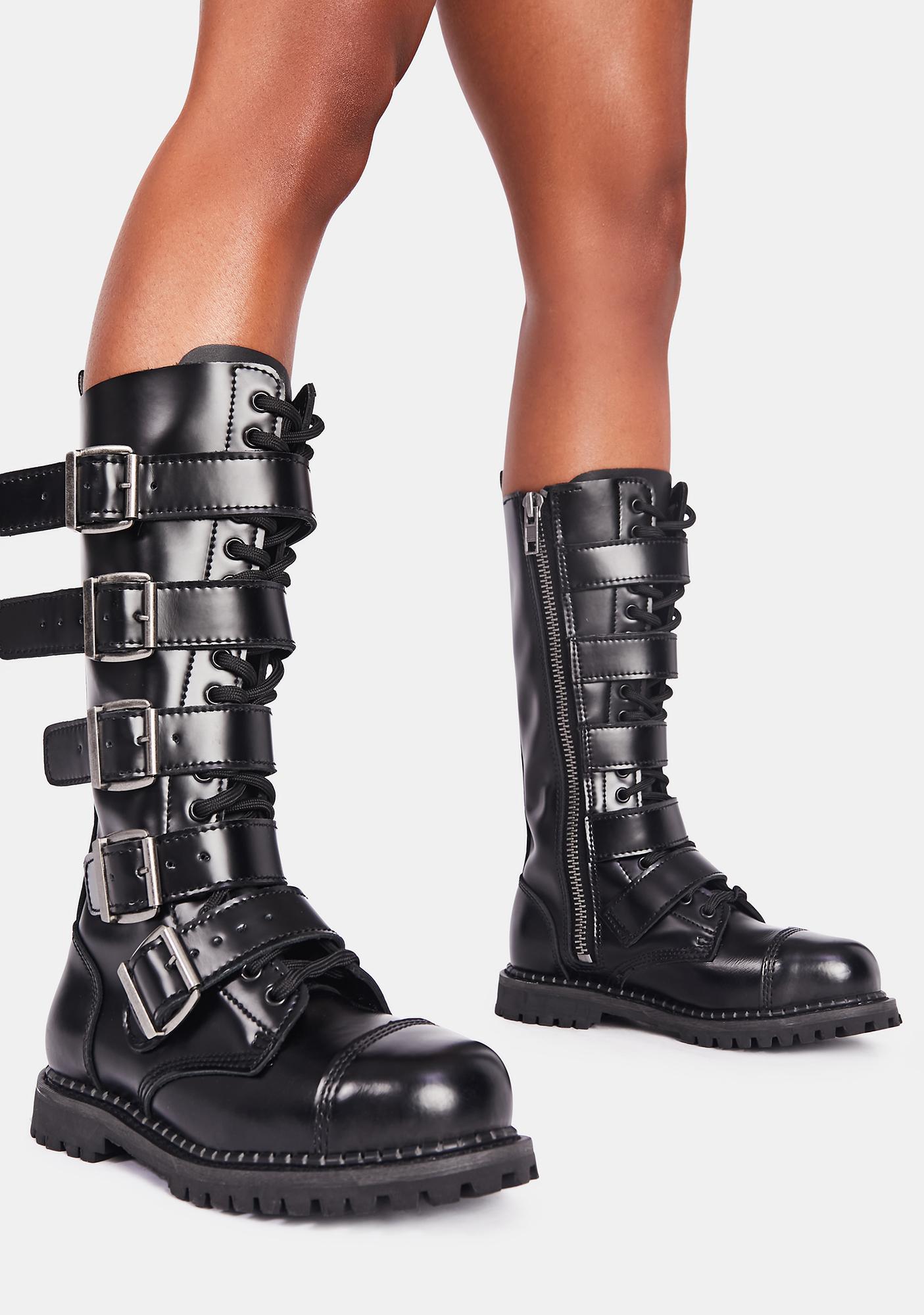 demonia buckle boots