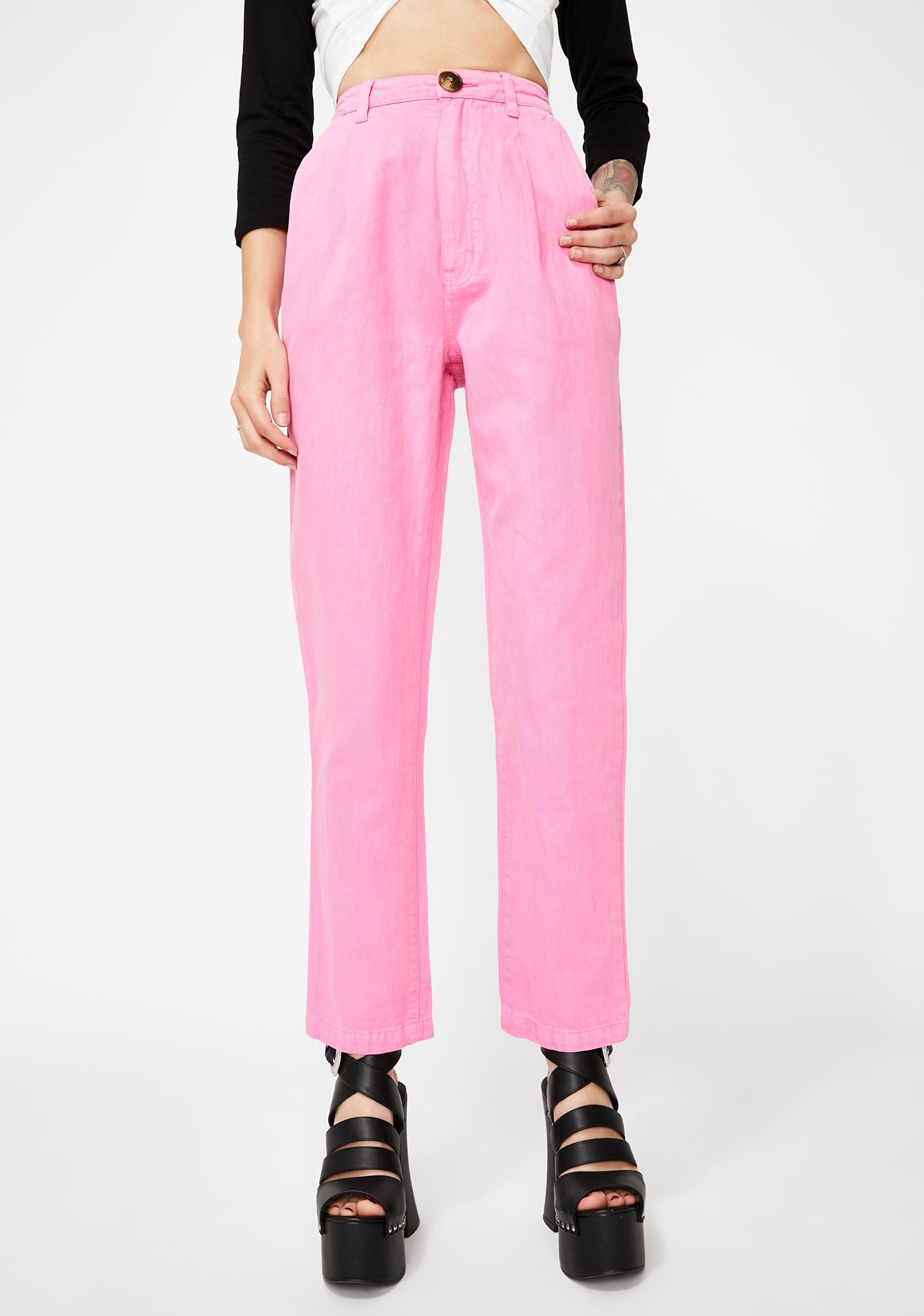 hot pink linen pants