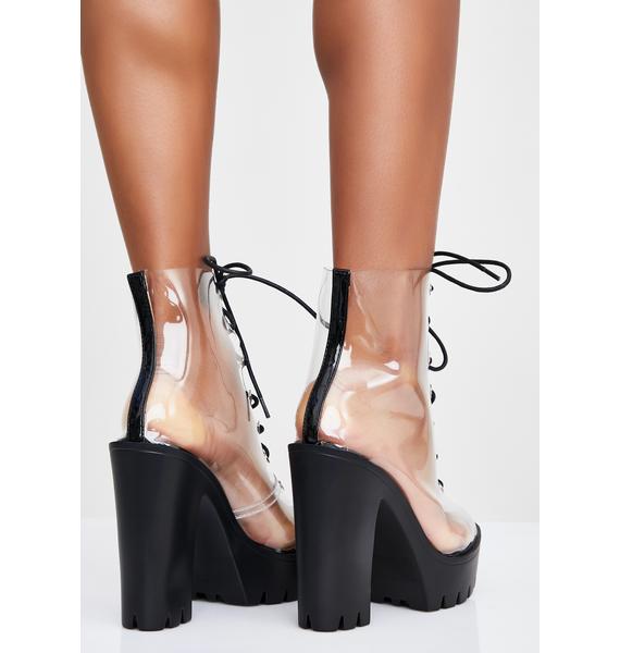 clear bootie heels