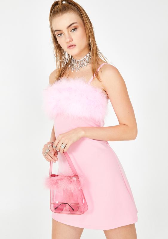 Sugar Thrillz Pink Marabou Mini Dress ...