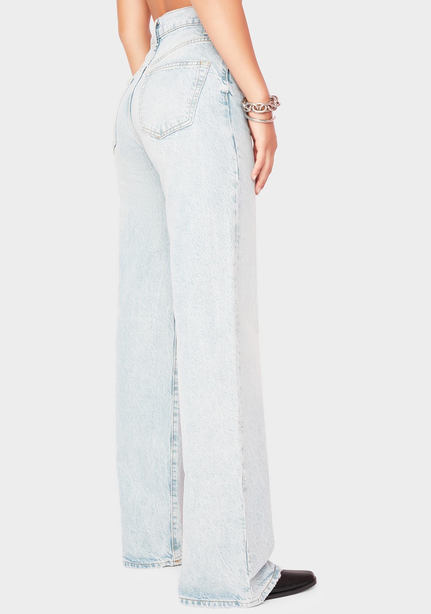 grey wide leg jeans