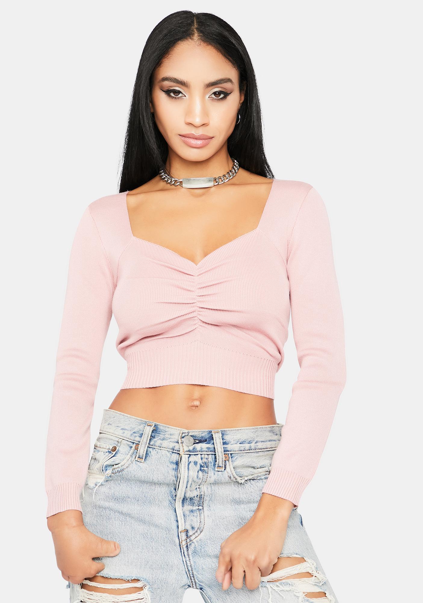 ruched front long sleeve top