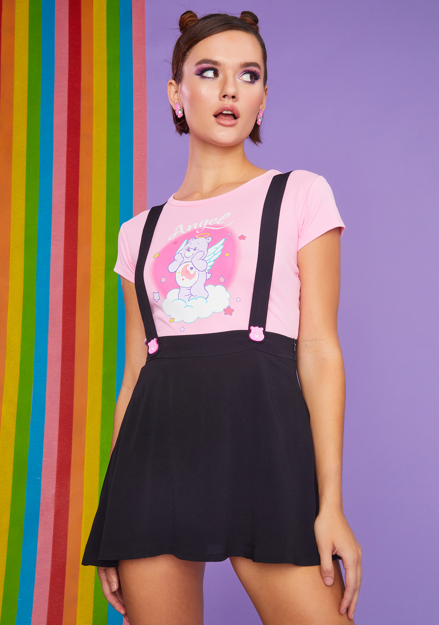 Dolls Kill X Care Bears Pocket Suspender Skirt Black Dolls Kill