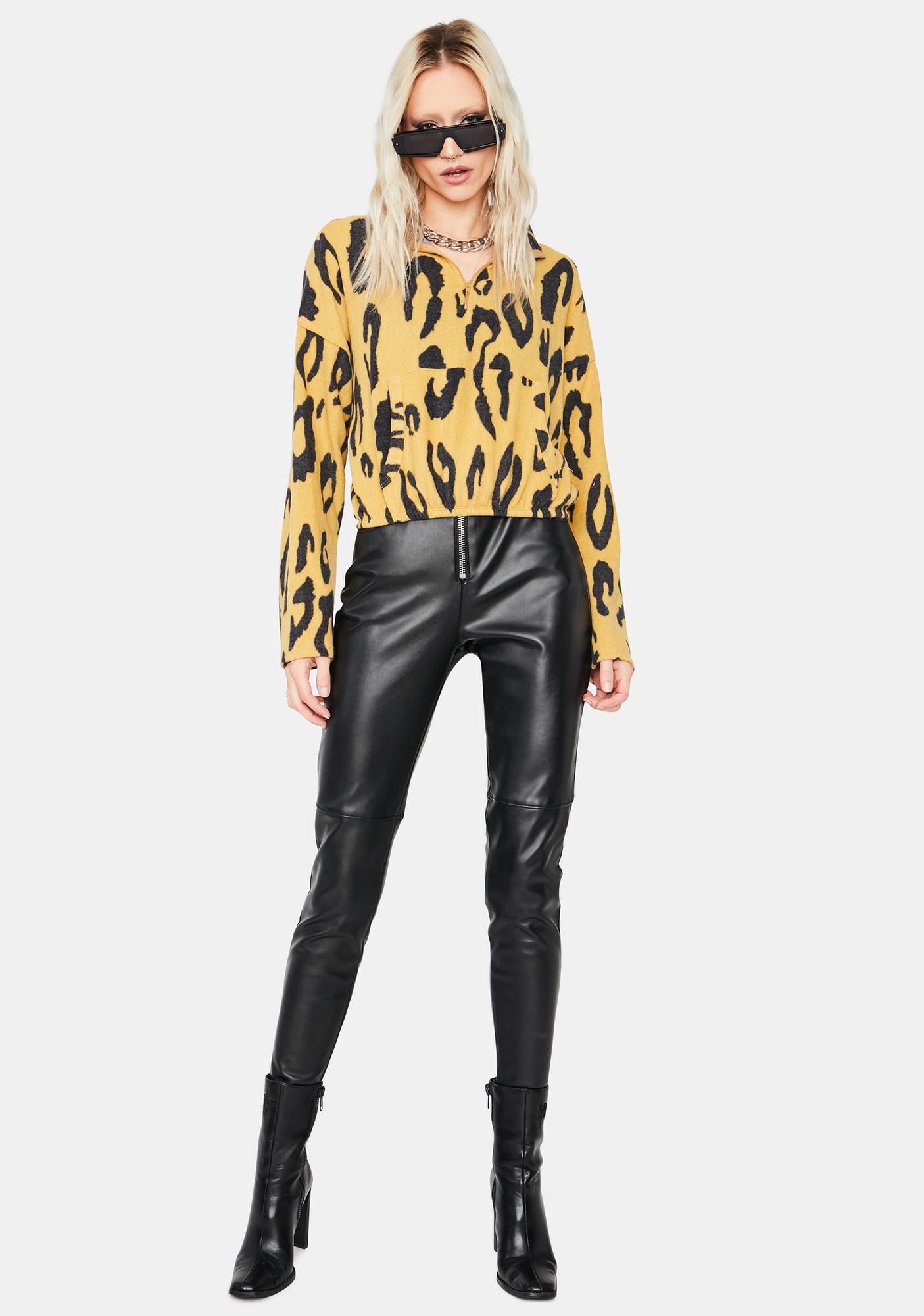 half zip leopard pullover