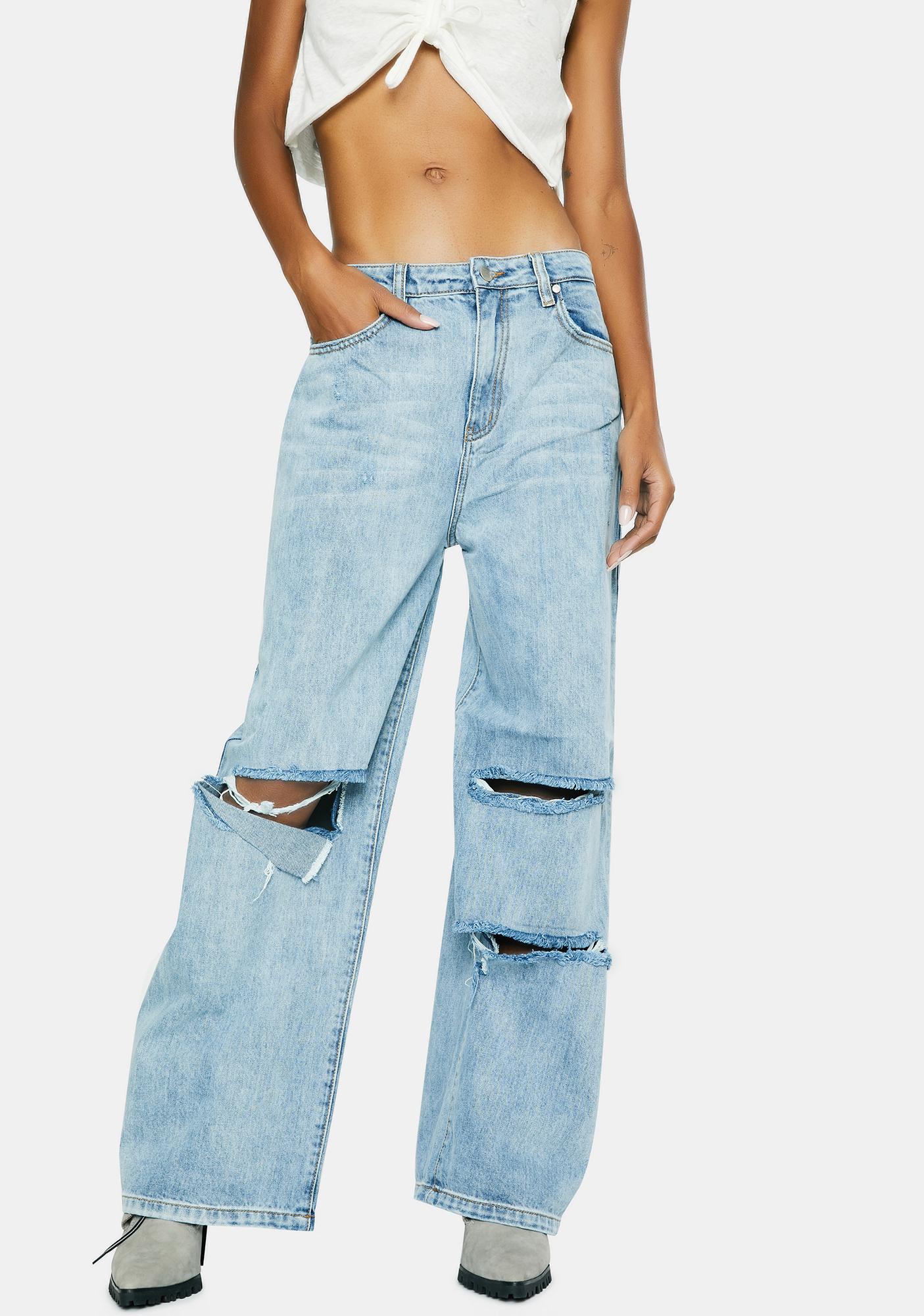 wide leg jeans distressed