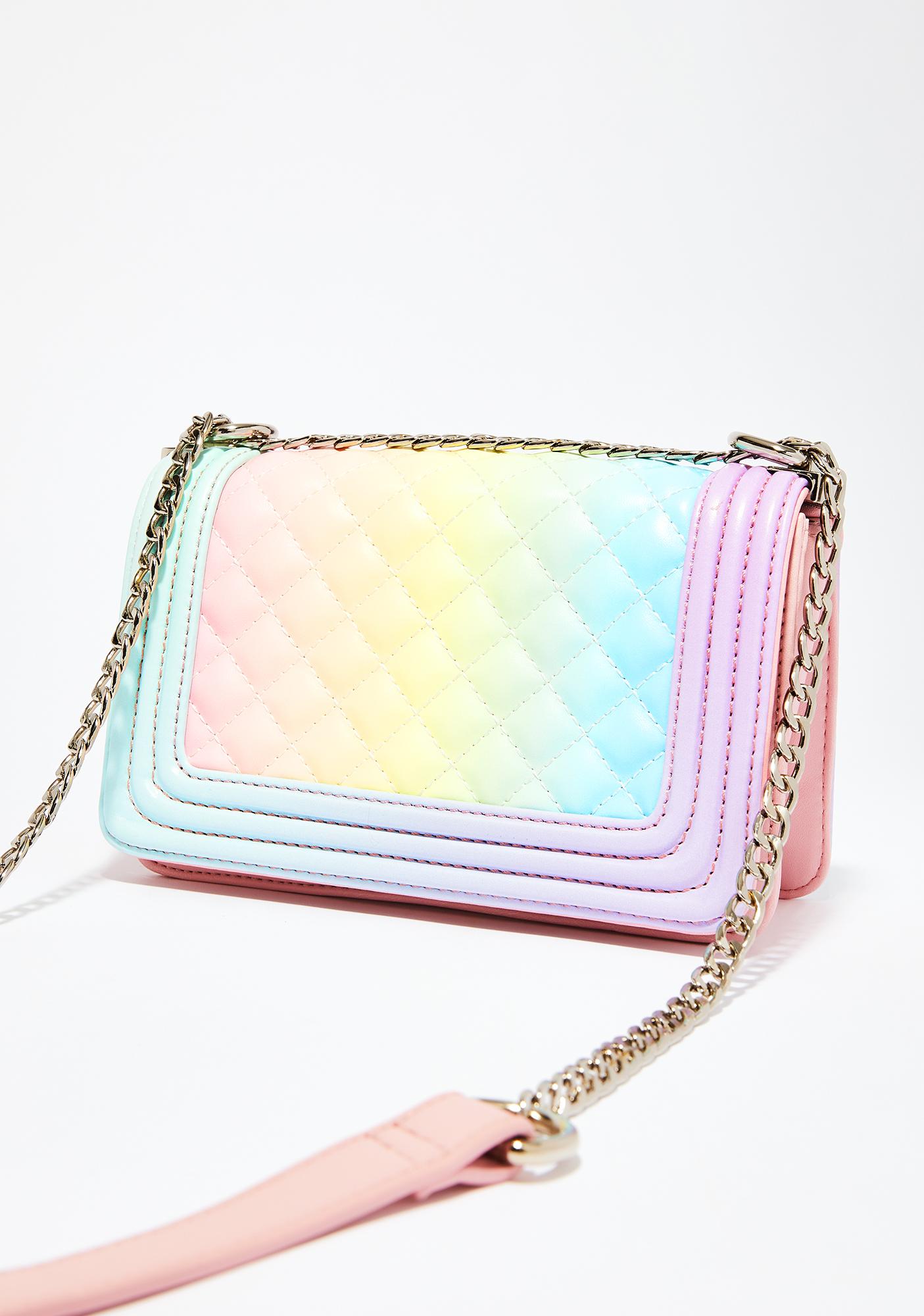 rainbow quilted purse