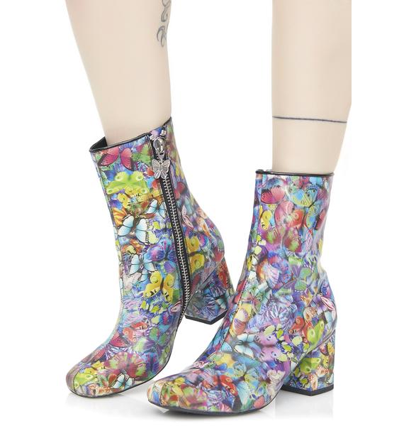 Current Mood Holographic Butterfly Boots | Dolls Kill