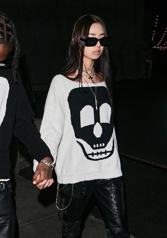 fuzzy skull sweater