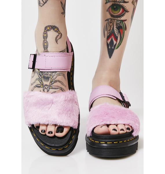 dr martens voss fluffy pink sandals