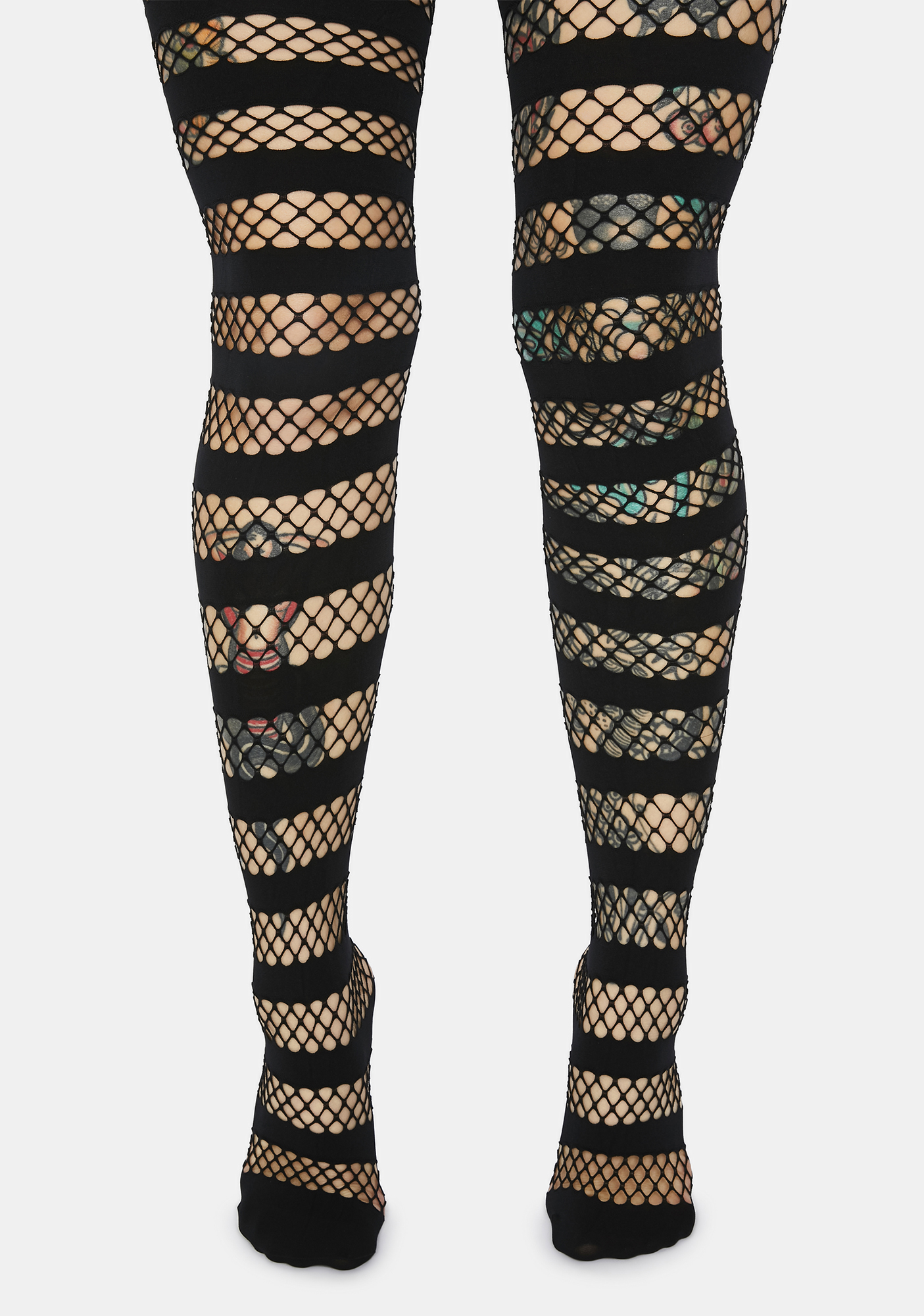 Striped Fishnet Tights Black Dolls Kill