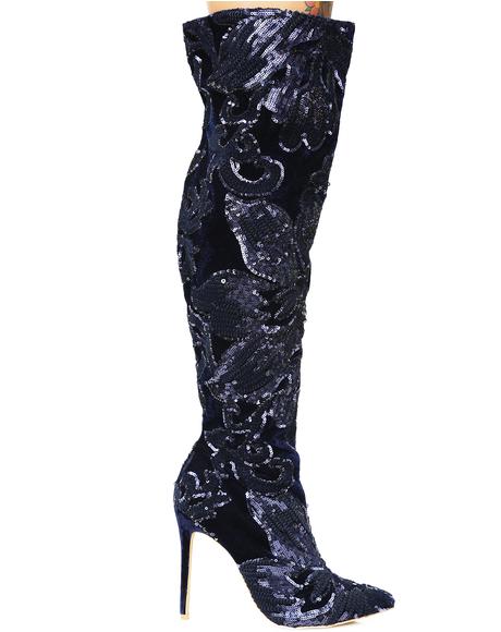 Renee Sequin Thigh-High Boots