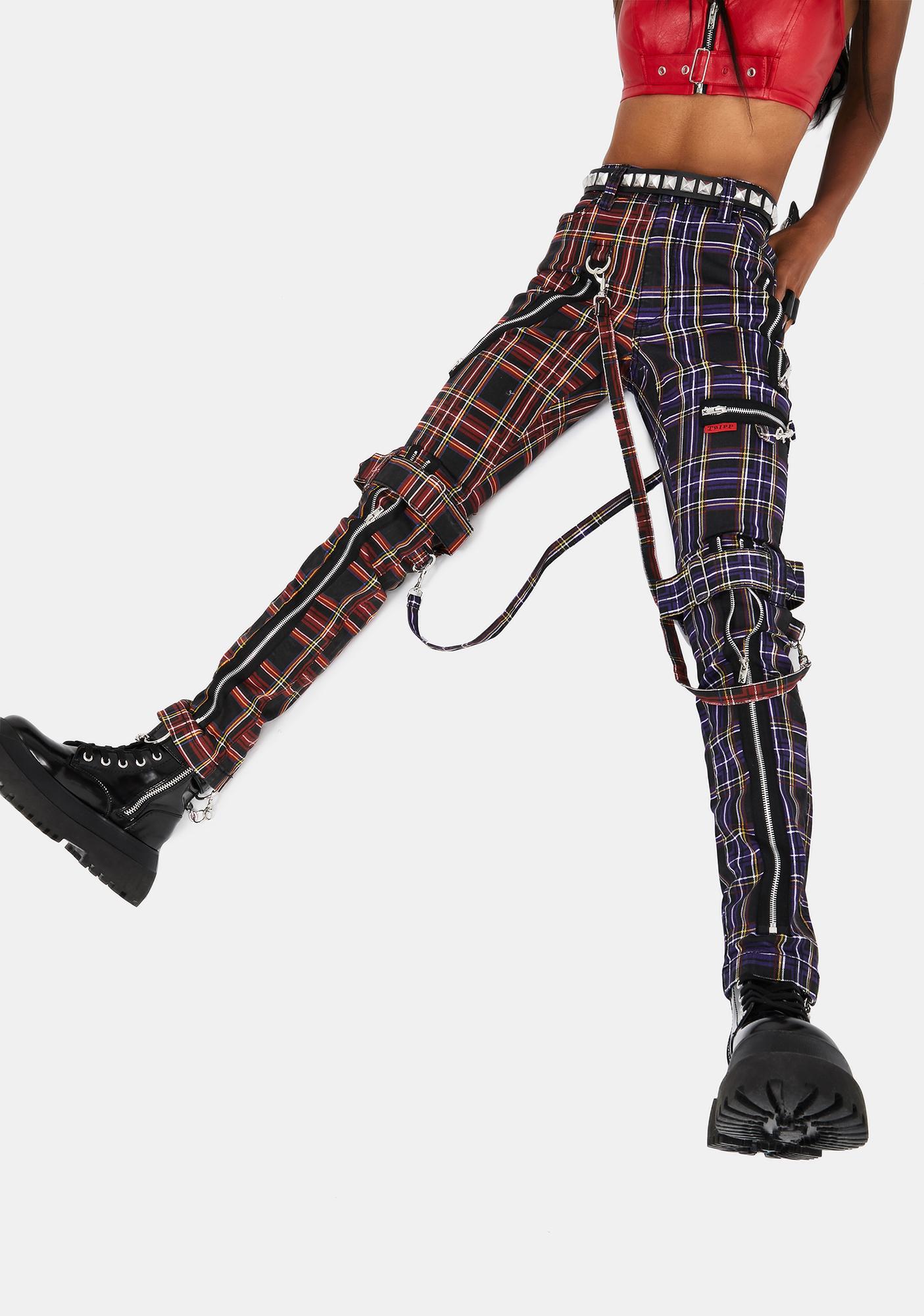 skinny leg plaid pants