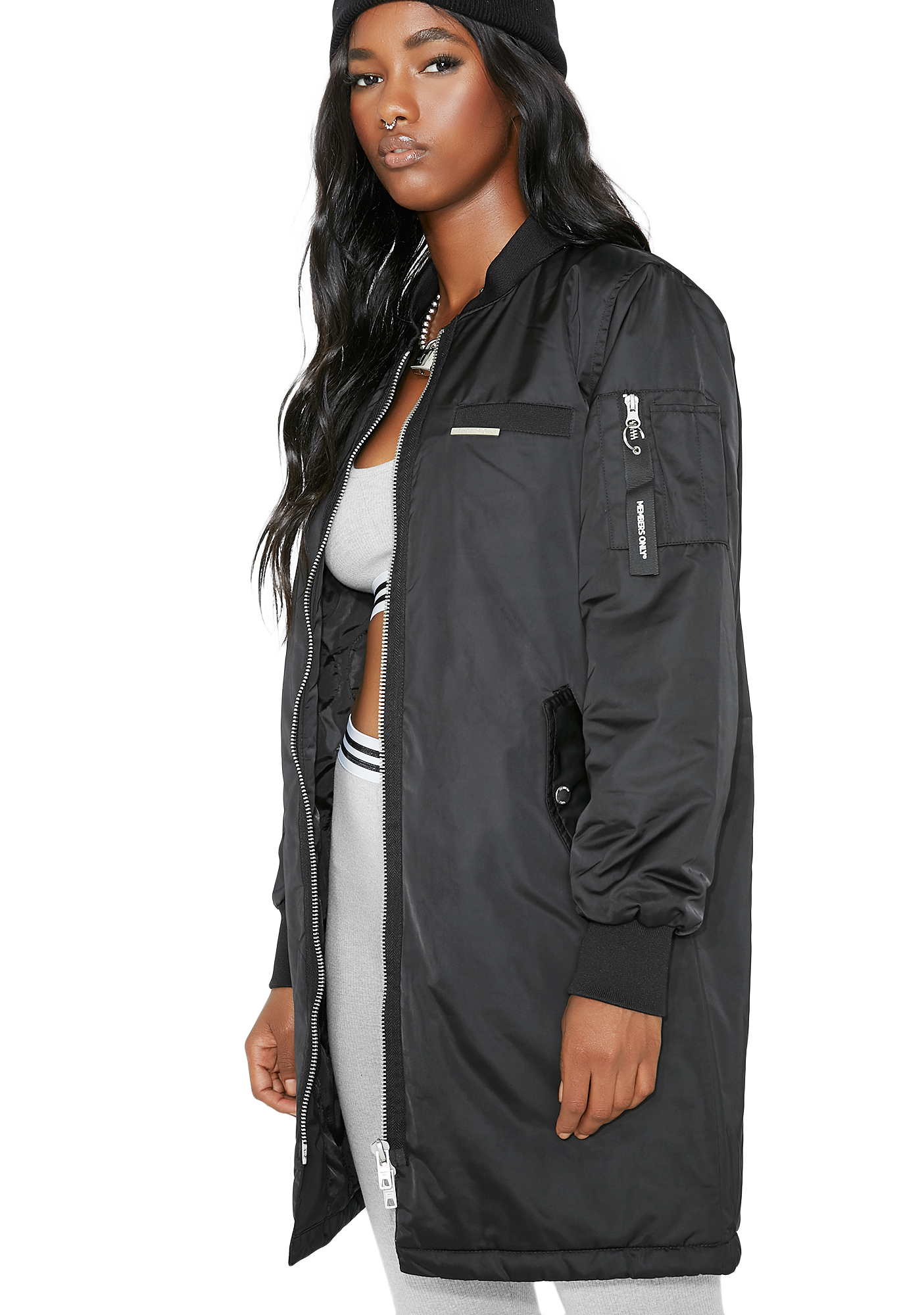 members only long bomber jacket