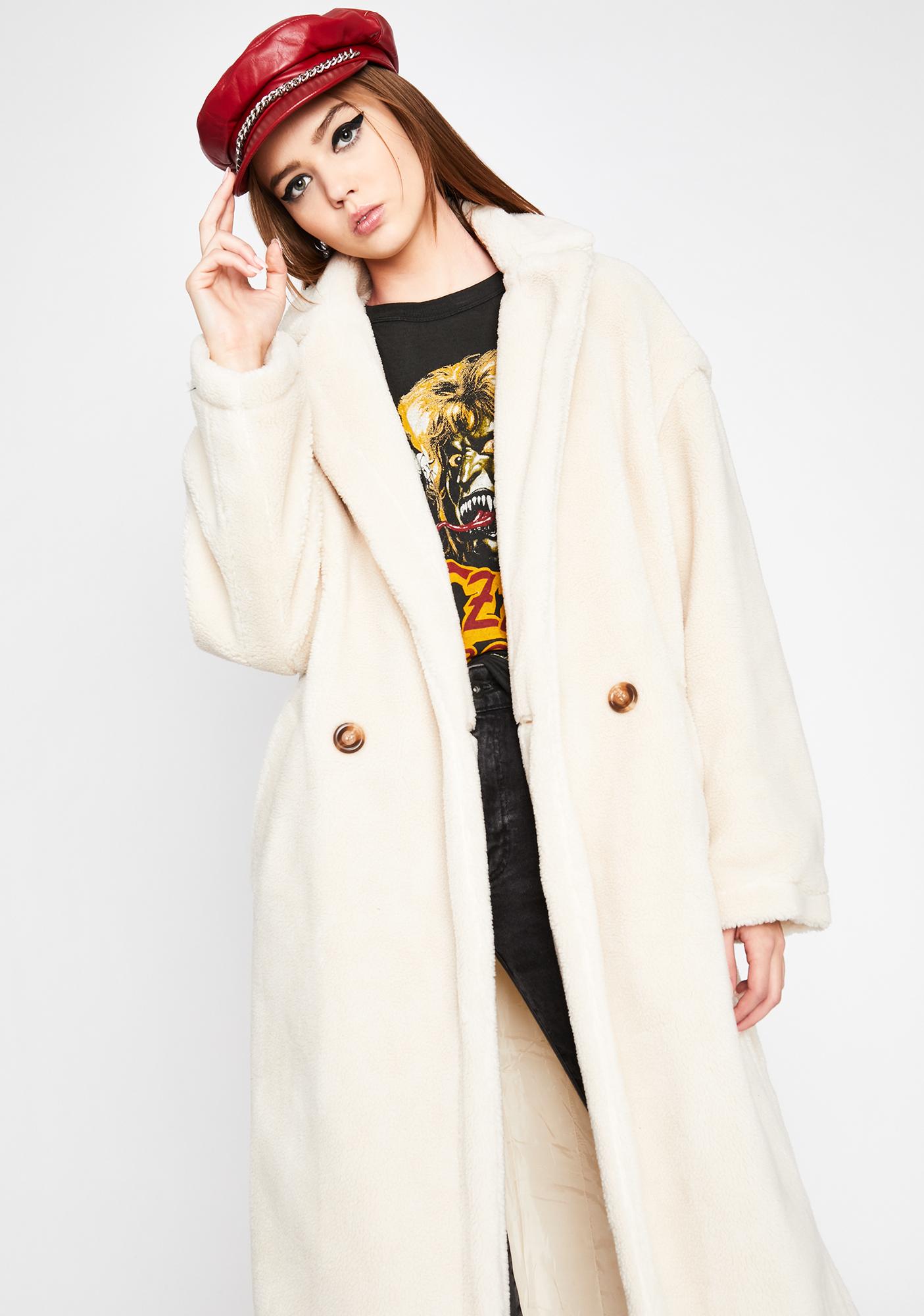 Faux Fur Trench Coat White Sherpa Dolls Kill