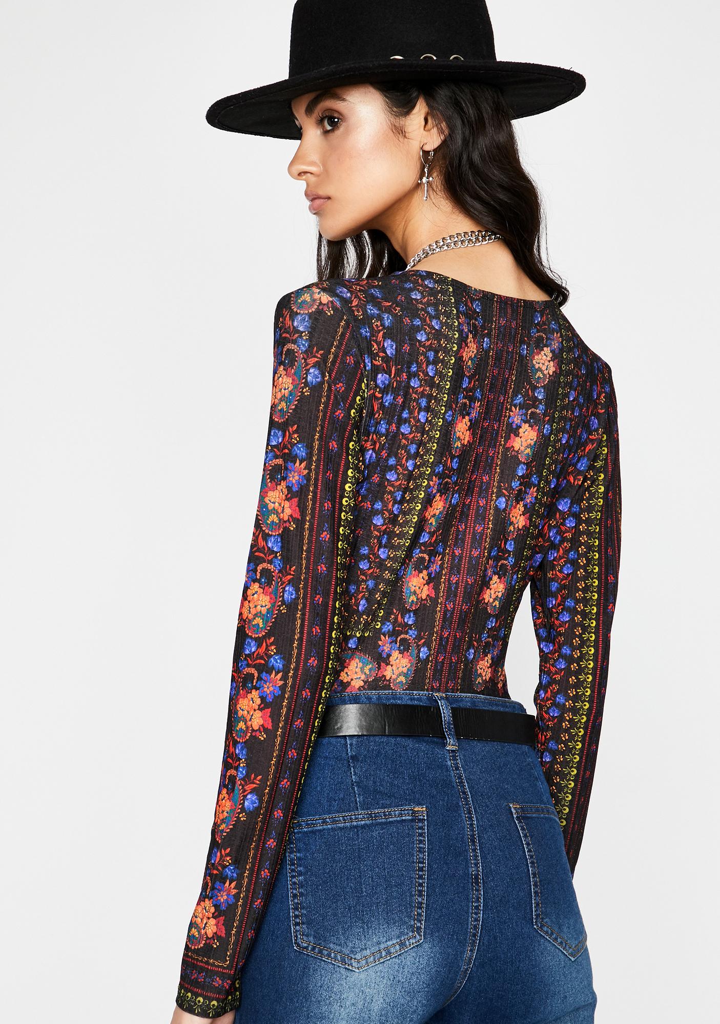 Boho Bodysuit Long Sleeves Black Dolls Kill