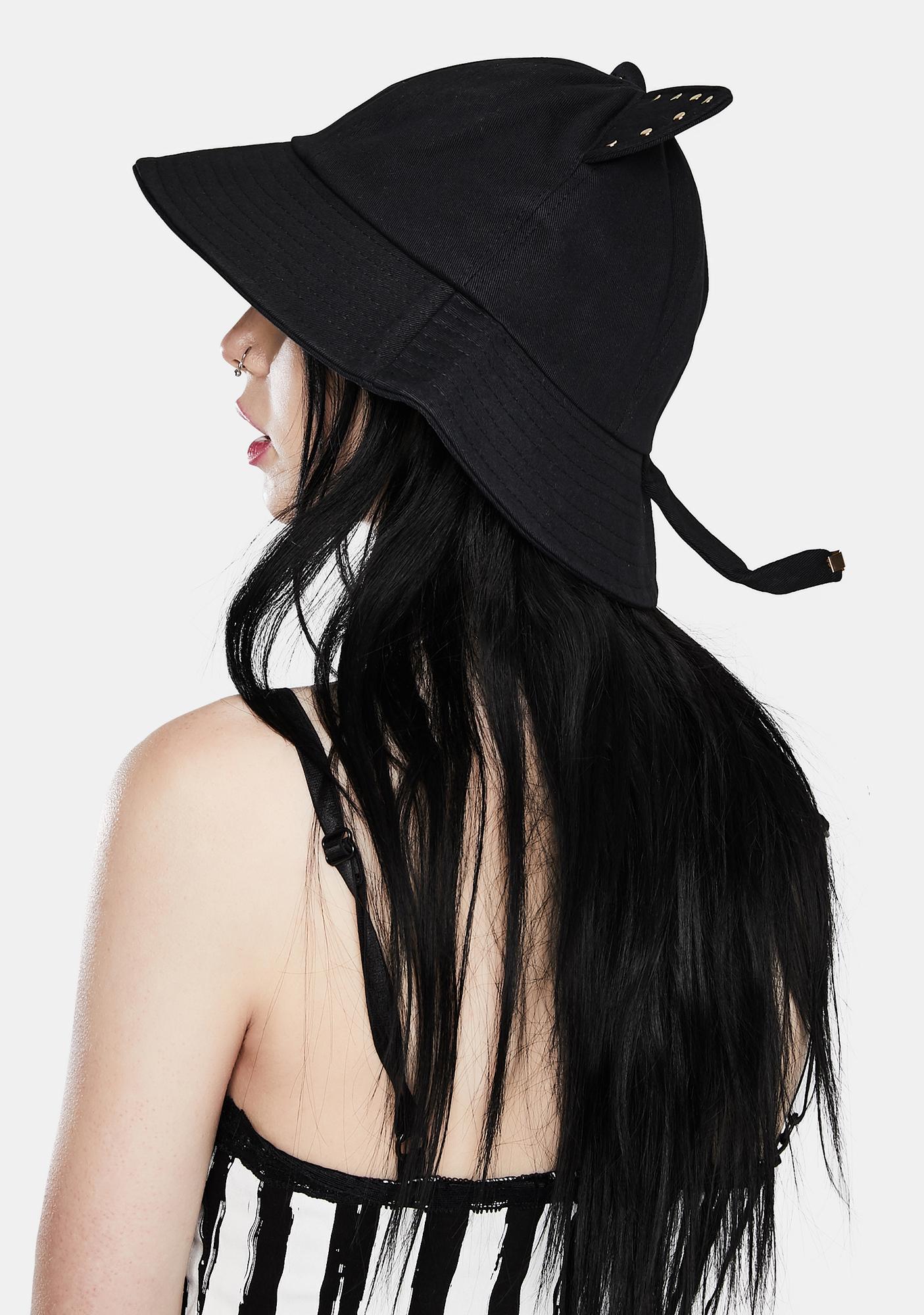 Studded Cat Ear Bucket Hat Black Dolls Kill