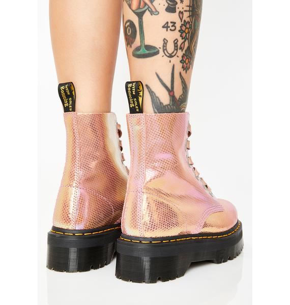 molly pink iridescent boots