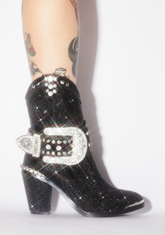black sequin cowboy boots