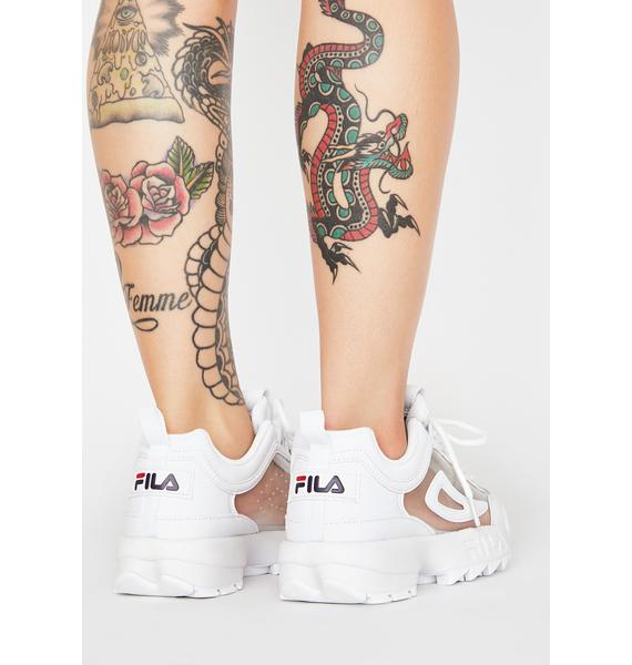 fila disruptor ii clear logos