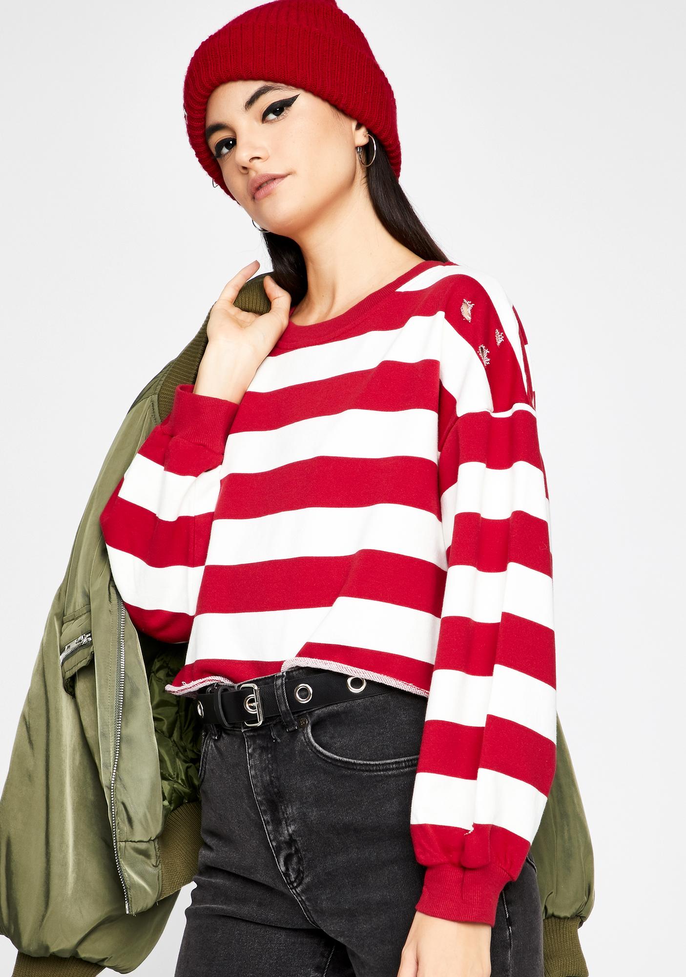 Long Sleeve Crop Top Stripe Waldo | Dolls Kill