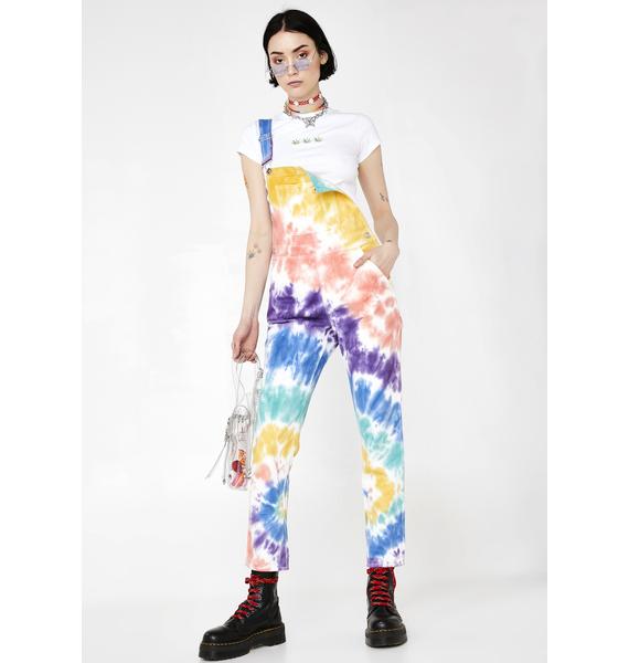 tie dye short overalls