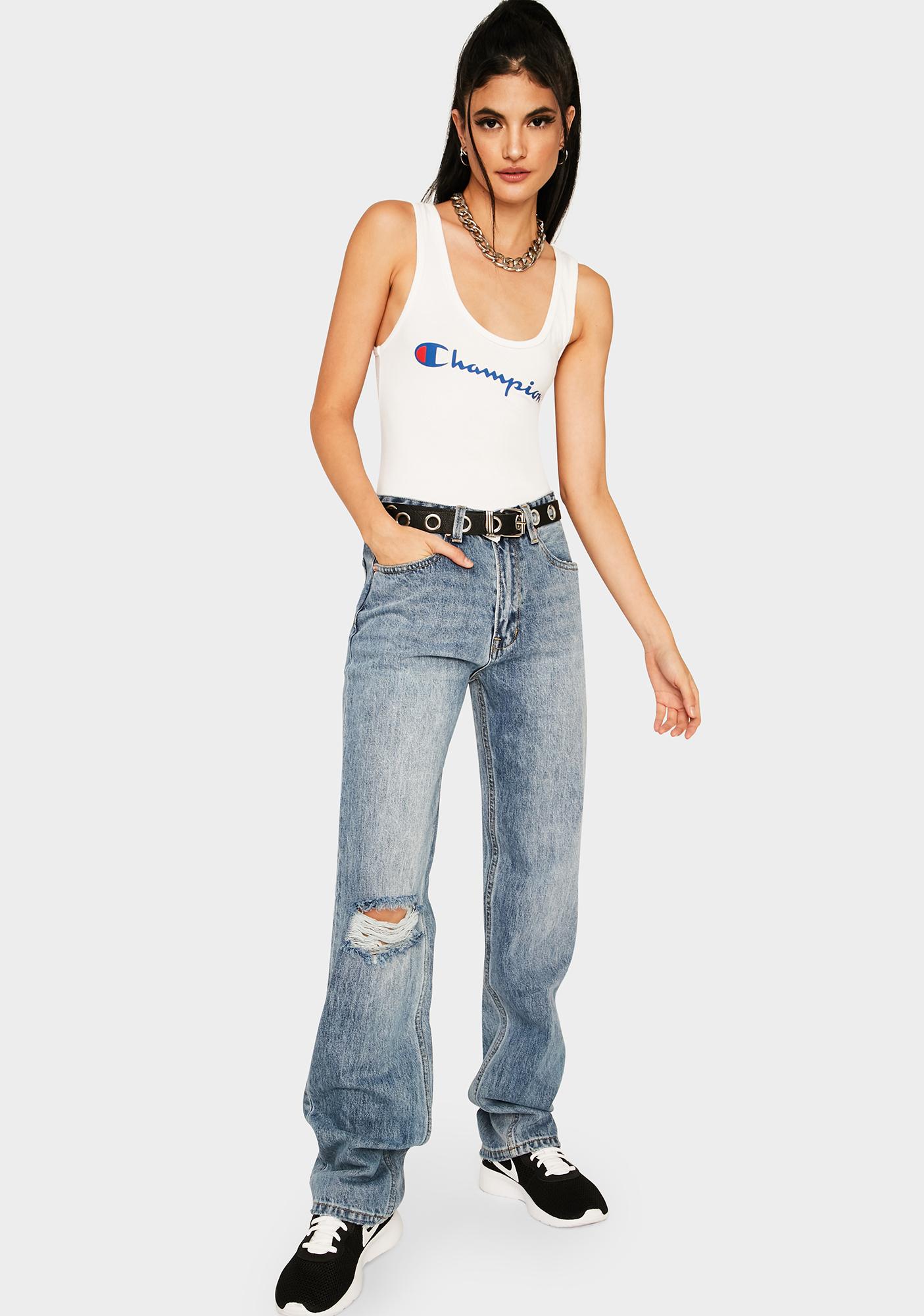 Champion White Everyday Tank Top Bodysuit Dolls Kill