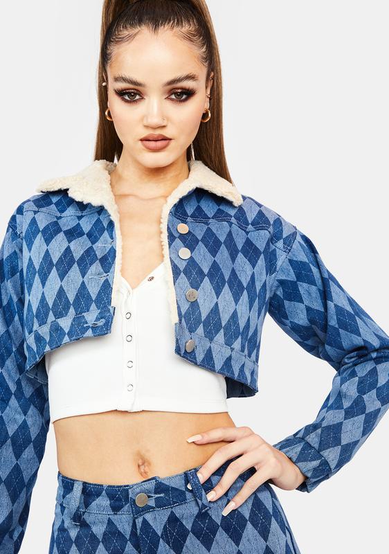 blue crop top jacket